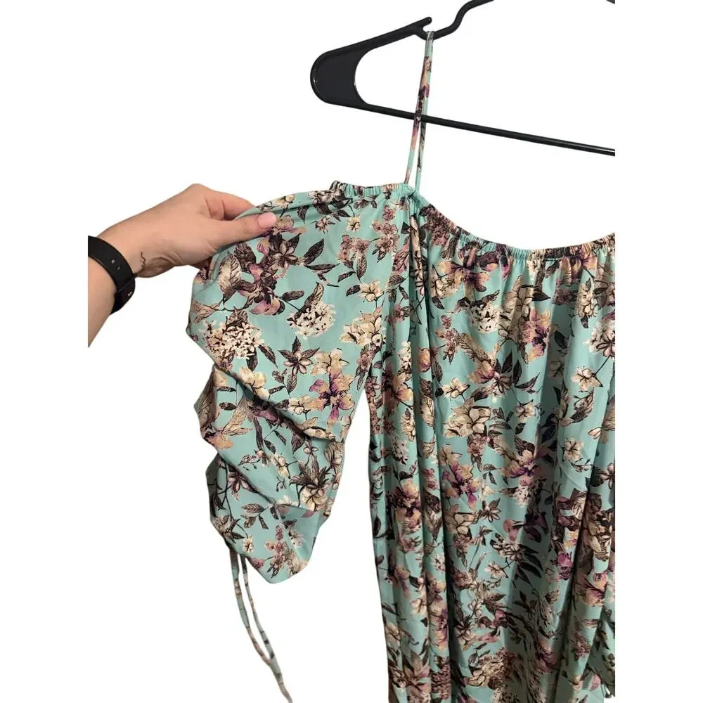 Easel Women's Cold Shoulder Blue Floral Spring Dress NWT - Picture 3 of 8
